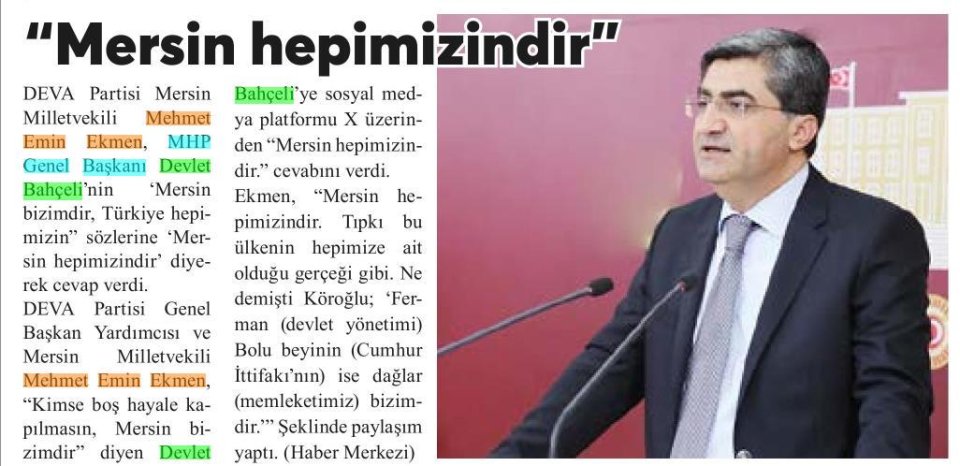 MERSİN HEPİMİZİNDİR