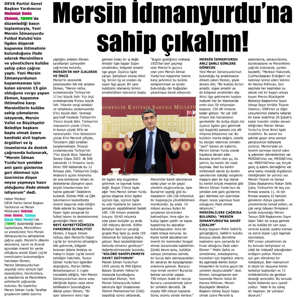 MERSİN İDMANYURDU'NA SAHİP ÇIKALIM!