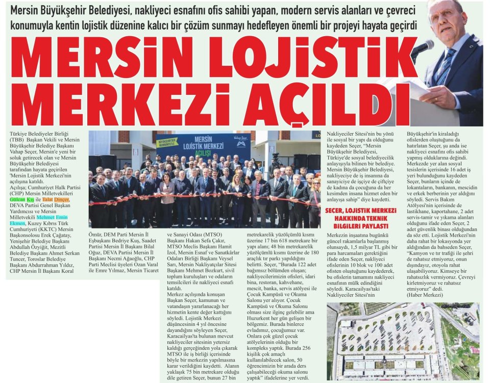 MERSİN LOJİSTİK MERKEZİ AÇILDI