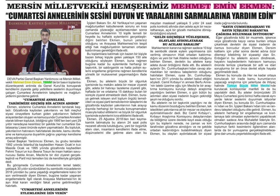 MERSİN MİLLETVEKİLİ HEMŞERİMİZ MEHMET EMİN EKMEN: 