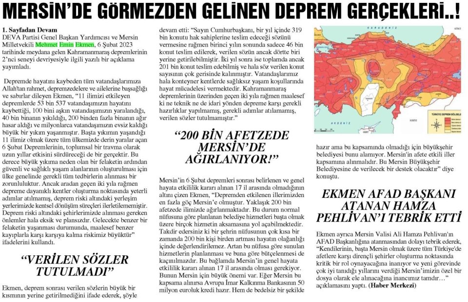 MERSİN'DE GÖRMEZDEN GELİNEN DEPREM GERÇEKLERİ..!