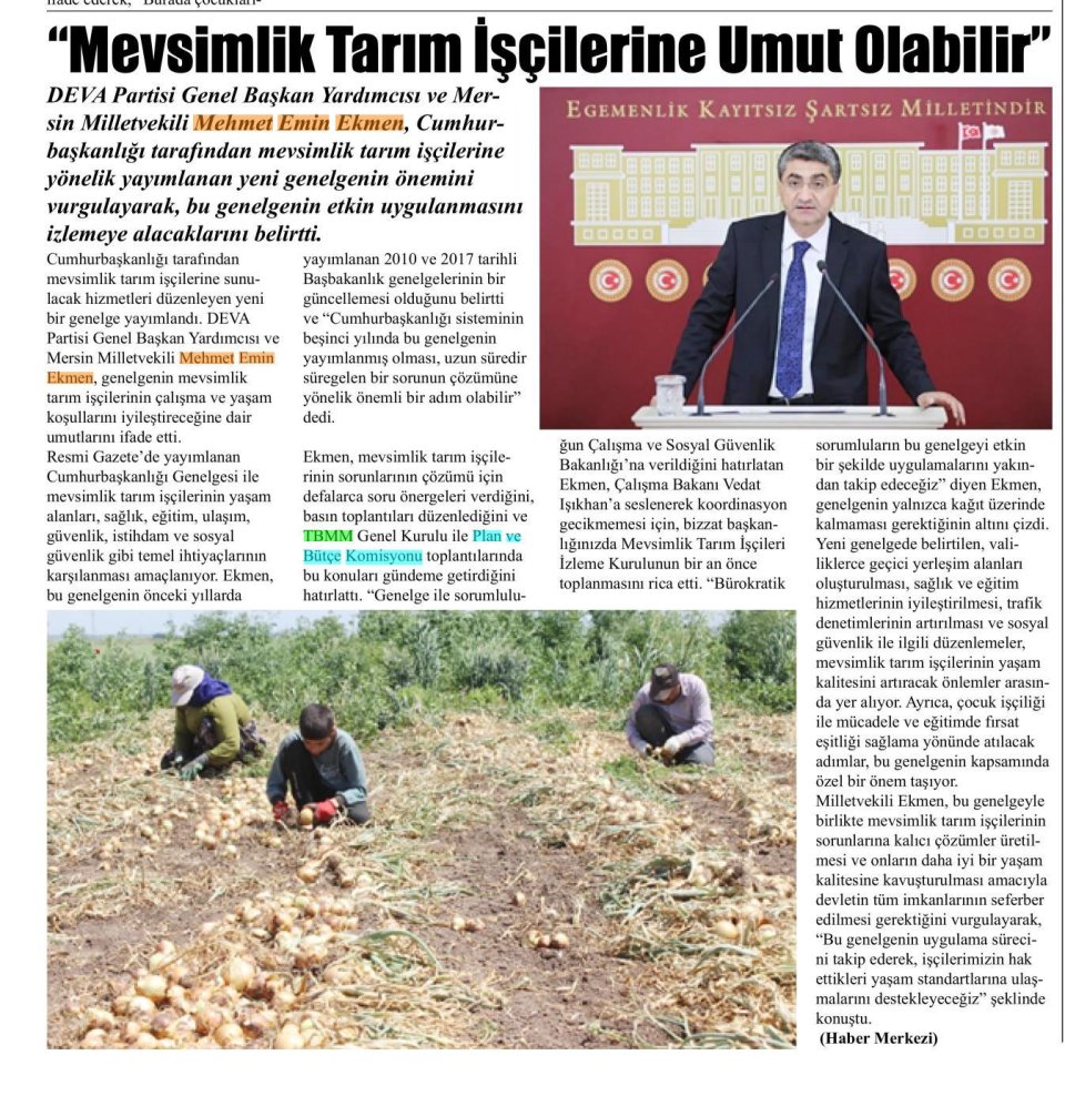 MEVSİMLİK TARIM İŞÇİLERİNE UMUT OLABİLİR