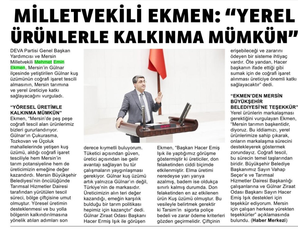 MİLLETVEKİLİ EKMEN: 