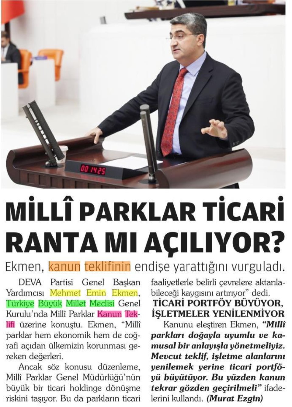 MİLLİ PARKLAR TİCARİ RANTA MI AÇILIYOR