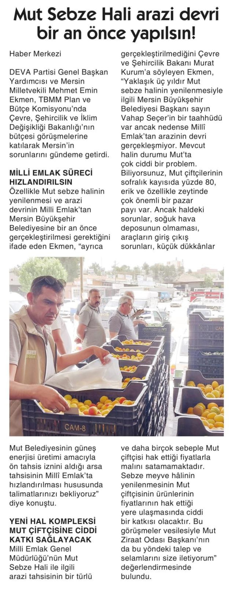 MUT SEBZE HALİ ARAZİ DEVRİ BİR AN ÖNCE YAPILSIN!
