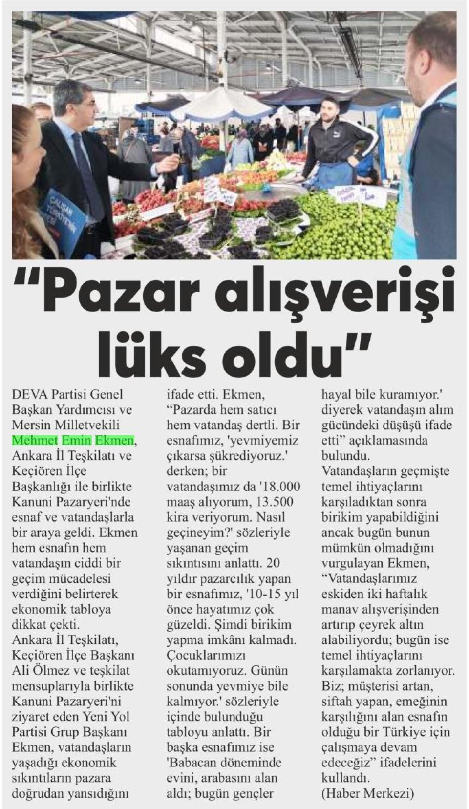  PAZAR ALIŞVERİŞİ LÜKS OLDU
