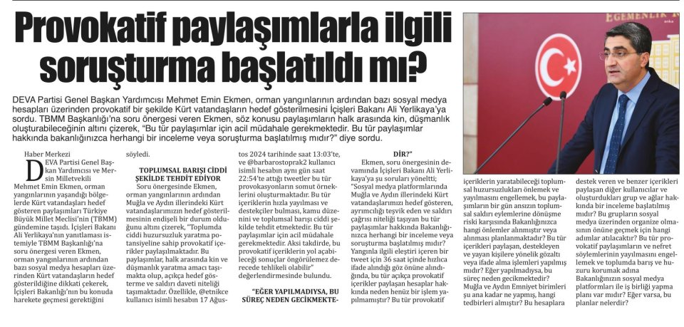 PROVOKATİF PAYLAŞIMLARLA İLGİLİ SONIŞTURMA BAŞLATILDI MI?