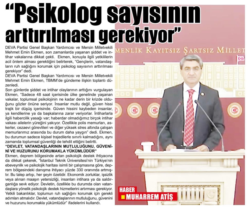 PSİKOLOG SAYISININ ARTTIRILMASI GEREKİYOR