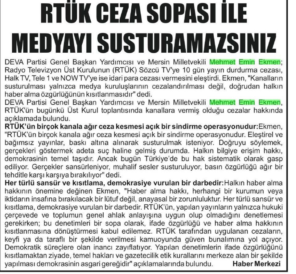 RTÜK CEZA SOPASI İLE MEDYAYI SUSTURAMAZSINIZ