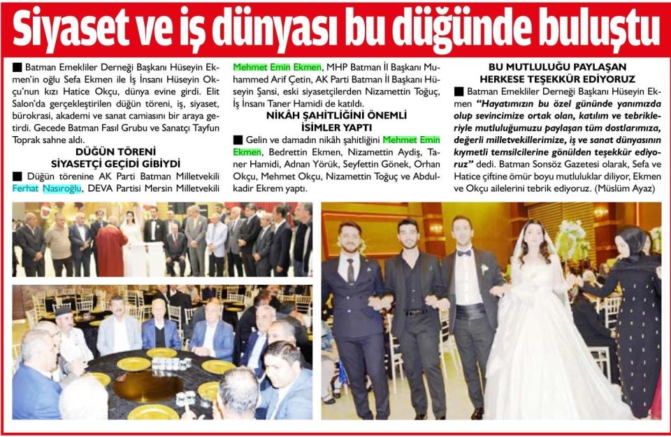SİYASET VE İŞ DÜNYASI BU DÜĞÜNDE BULUŞTU