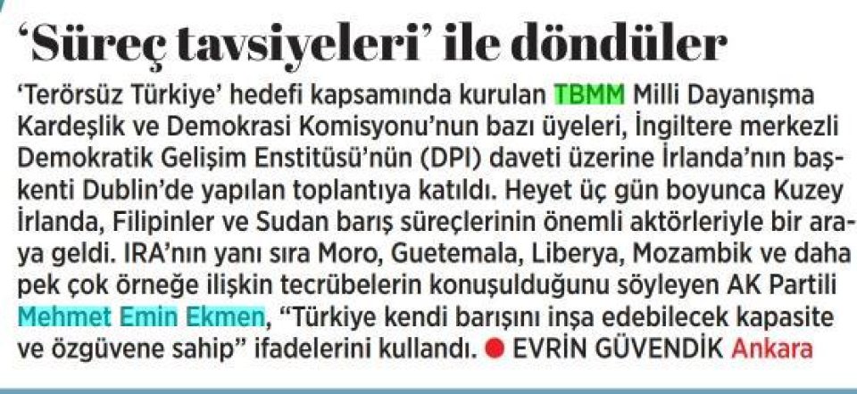 'SÜREÇ TAVSİYELERİ' İLE DÖNDÜLER