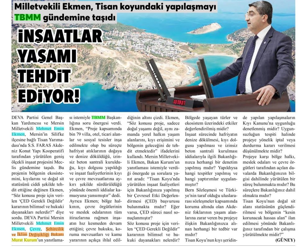 TİSAN İÇİN ÇED RAPORU ALINDI MI?