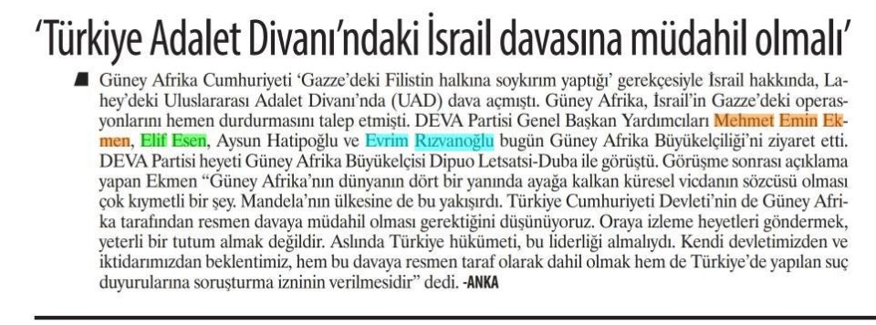TÜRKİYE ADALET DİVANI'NDAKİ İSRAİL DAVASINA MÜDAHİL OLMALI