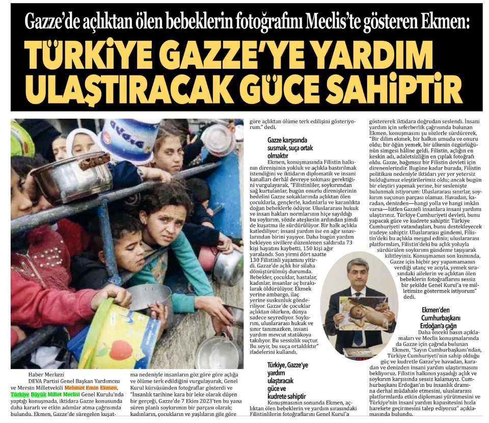 TÜRKİYE GAZZE'YE YADIM ULAŞTIRACAK GÜCE SAHİPTİR