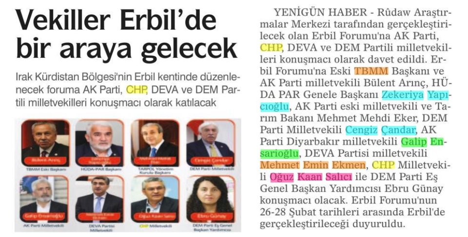VEKİLLER ERBİL'DE BİR ARAYA GELECEK