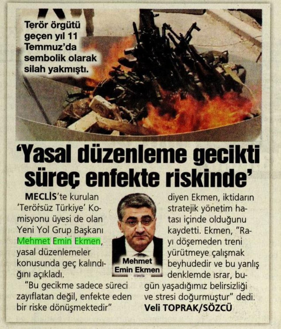  'YASAL DÜZENLEME GECİKTİ SÜREÇ ENFEKTE RİSKİNDE'