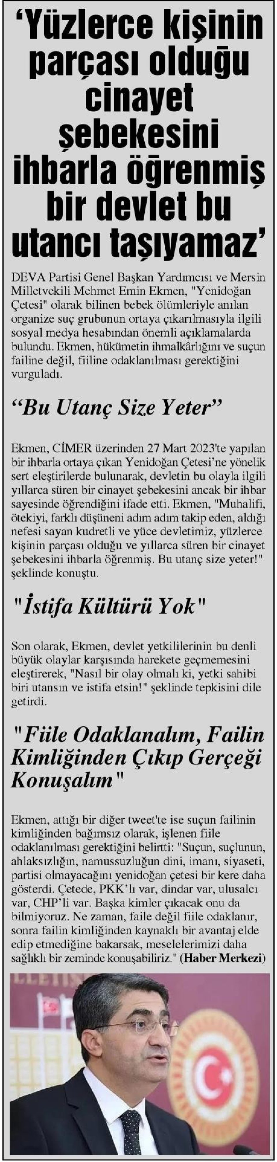'YÜZLERCE KİŞİNİN PARÇASI OLDUĞU CİNAYET ŞEBEKESİNİ İHBARLA ÖĞRENMİŞ BİR DEVLET BU UTANCI TAŞIYAMAZ'